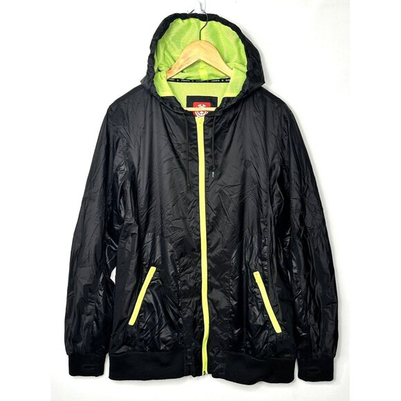 Element Mens Jacket Windbreaker Full Zip Mesh Lined Hooded Zip Pockets Black L - Picture 1 of 14